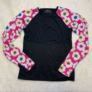 Skirt Sports Size M Tee with Floral Sleeves